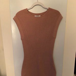 Tan Cotton Ribbed Dress